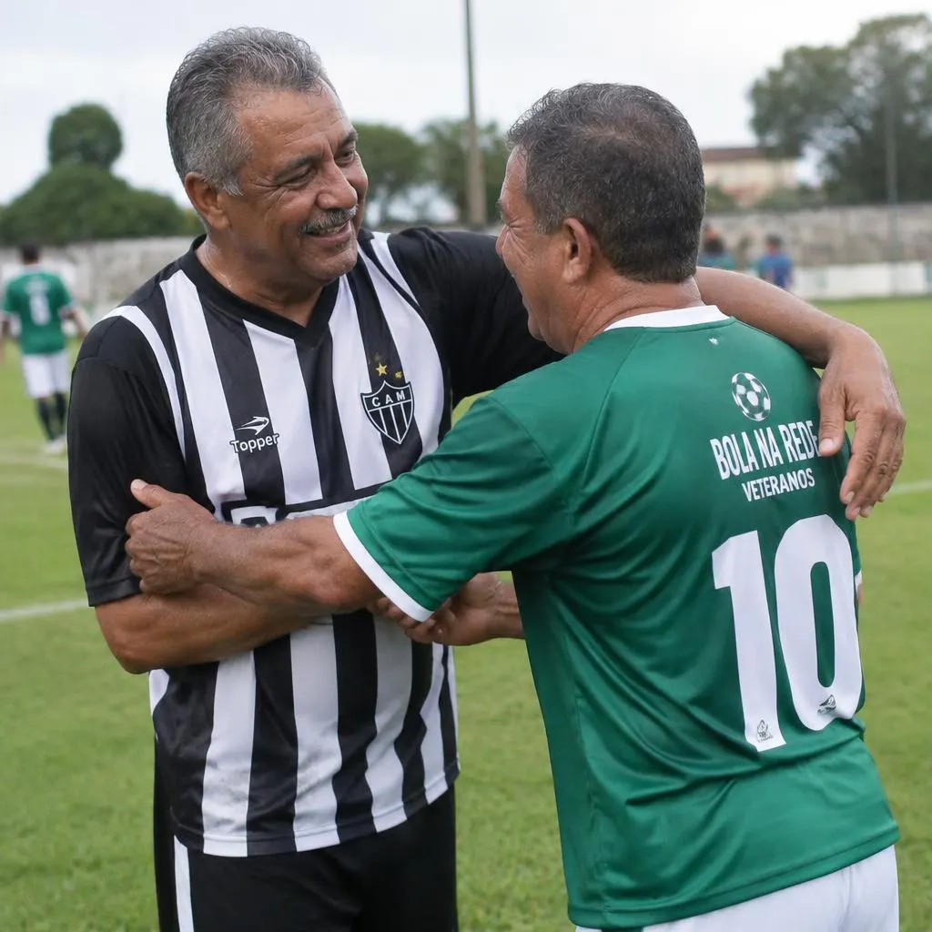 Jogadores se abraçando após a partida