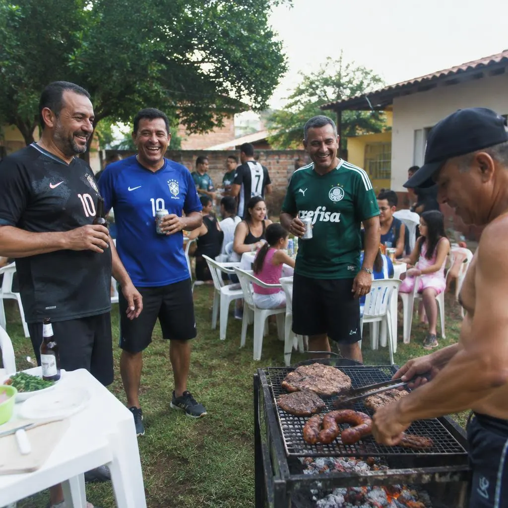 Confraternização com amigos e famílias após o jogo